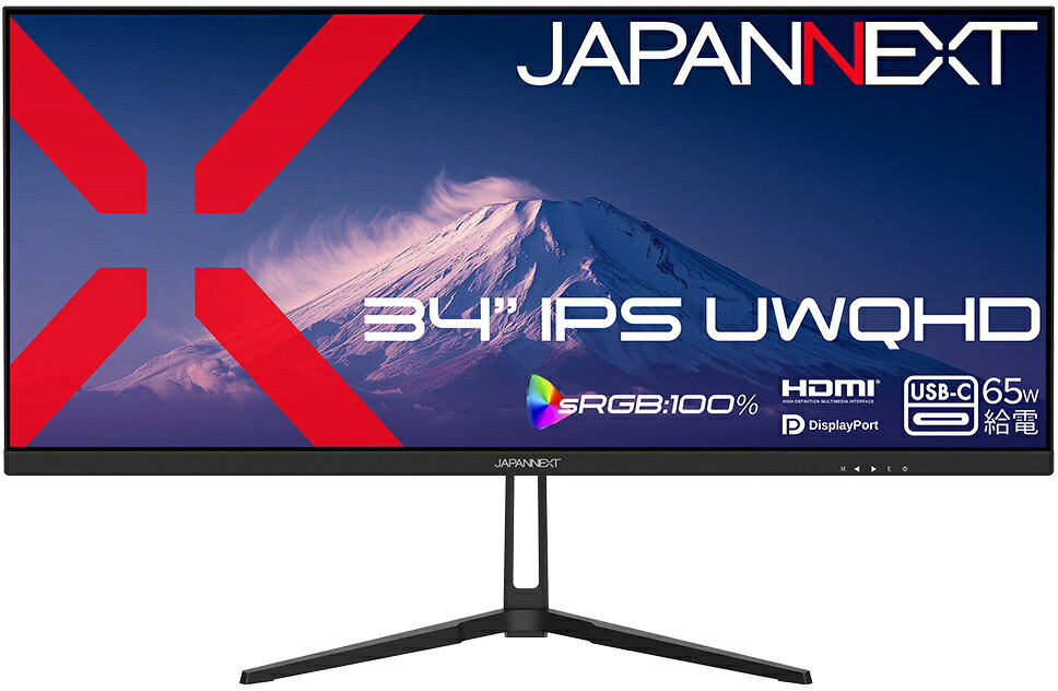 JAPANNEXT ジャパンネクスト UWQHD対応 34型液晶ディスプレイ/HDMI×1、DP×1、USB-C×1/ブラック/スピーカー/2年保証 JN-IPS34UQ2-C6