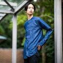 スタンドカラーシャツ インディゴ(4)