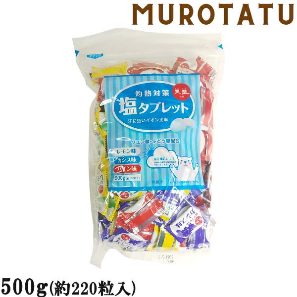 塩タブレット 500g 業務用 熱中症対策 灼熱対策 赤穂化成 約220粒入 夏 塩分補給 クエン酸 ブドウ糖 短時間補給 3種類 レモン味 カシス味 パイン味 美味しい スポーツ トレーニング 外出 アウトドア 暑さ対策