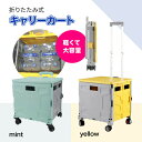 【レビュー特典！】折りたたみキャリーカート 大容量60L イエロー / ミント QKOREA ショッピングカート キャリー フタ付き 360°回転 4輪 静音 キャスター 3段階調整 軽量 台車 コンテナカート 運動会 買い物 運搬 釣り BBQ 海水浴 キャンプ 大型スーパー 4kg