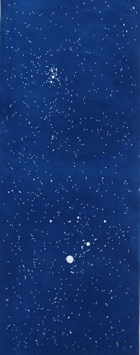 夜の青空手拭い　灰汁発酵建て【天然藍染　ねこの染物屋】