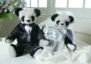 ウェディングベア オーダーベア ペアセット ハンドメイド完成品 足底刺繍入り モヘア ガラスアイ製 パンダテディ ウエルカムベア ブライダルベア テディベア 一...
