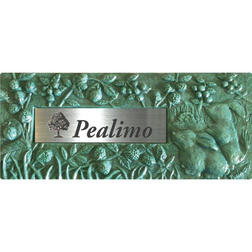 Pealimo 表札 ブロンズ製 うさぎ（クリア） おしゃれ ガーデニング アンティーク風 素敵 看板 ハンギング サイン レトロ 高級 アイアン 猫 犬 レリーフ