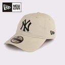 NEW ERA/ニューエラ 9TWENTY ウォッシュドコットン ニューヨーク・ヤンキース アイボリー × ブラック キャップ 帽子 カーブバイザー 野球帽 メ...