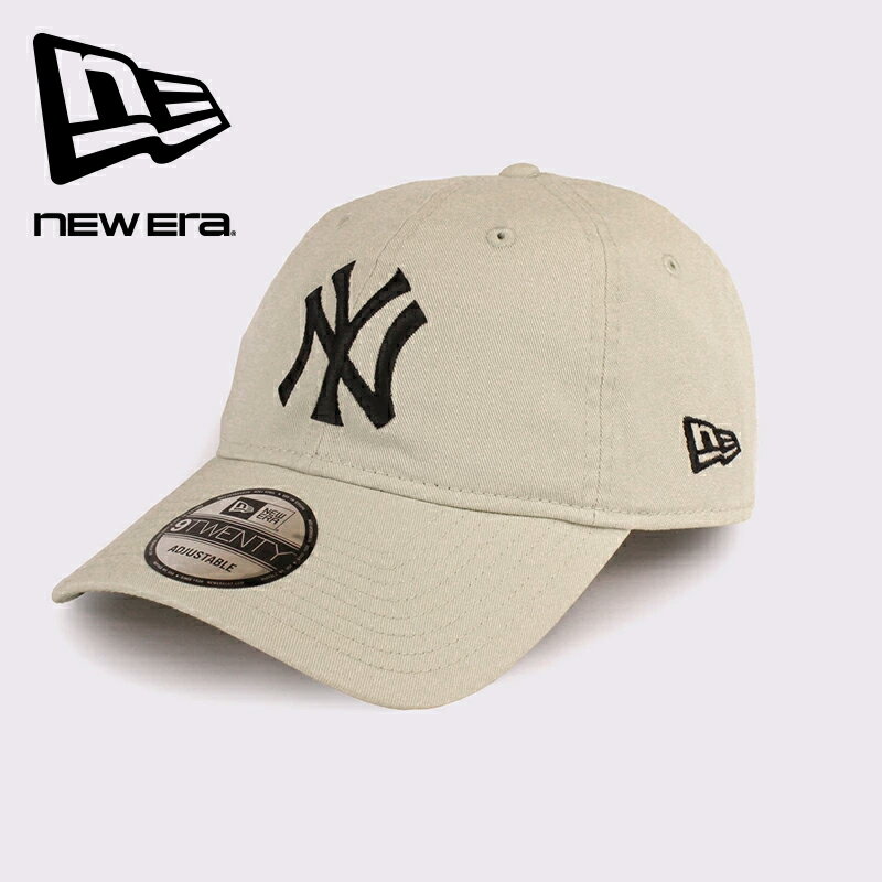 NEW ERA/ニューエラ 9TWENTY ウォッシュドコットン ニューヨーク・ヤンキース アイボリー × ブラック キャップ 帽子 カーブバイザー 野球帽 メ...