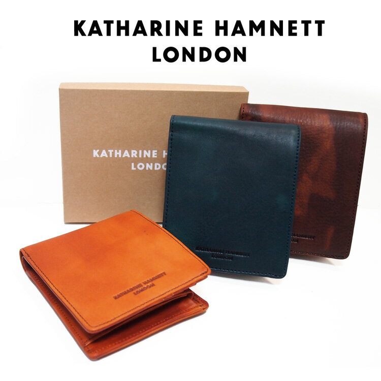 メンズ 財布 KATHARINE HAMNETT 二つ折り財布 牛革 コンパクト財布 イタリア革 ベジタブルレザー タンニン鞣し革 キャサリンハムネット むら染め 環境配慮 ブランド ギフト