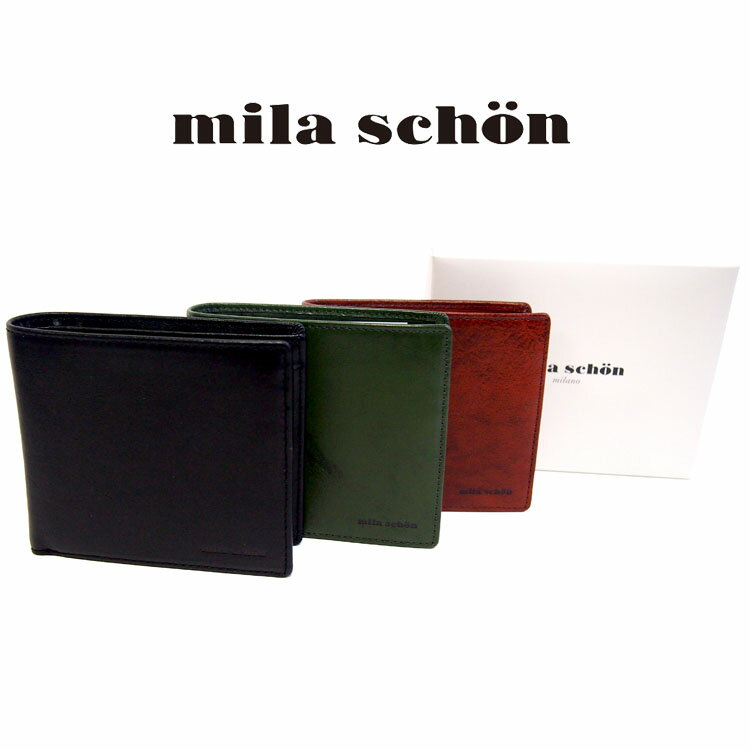 mila schon メンズ 財布 二つ折り財布 牛革 ミラ