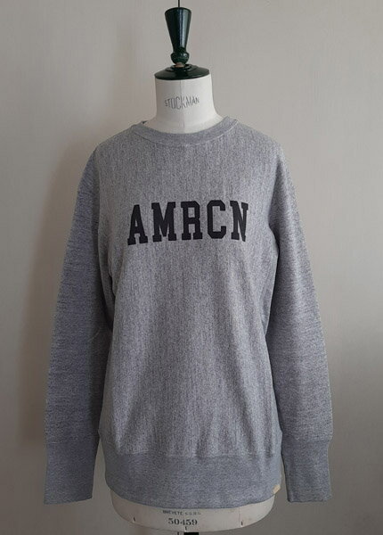 （アメリカーナ）AMRCNクルー（グレー）送料無料レディースクルー　スウェット　裏パイルノーマル丈　長袖　ロゴプリント