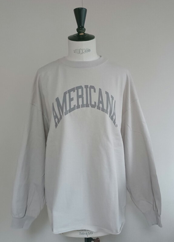 Rakuten - （アメリカーナ）AMERICANAクルー（ベージュ）送料無料レディース　ノーマル丈　フリーサイズ　裏パイル　ダメージ加工プリント