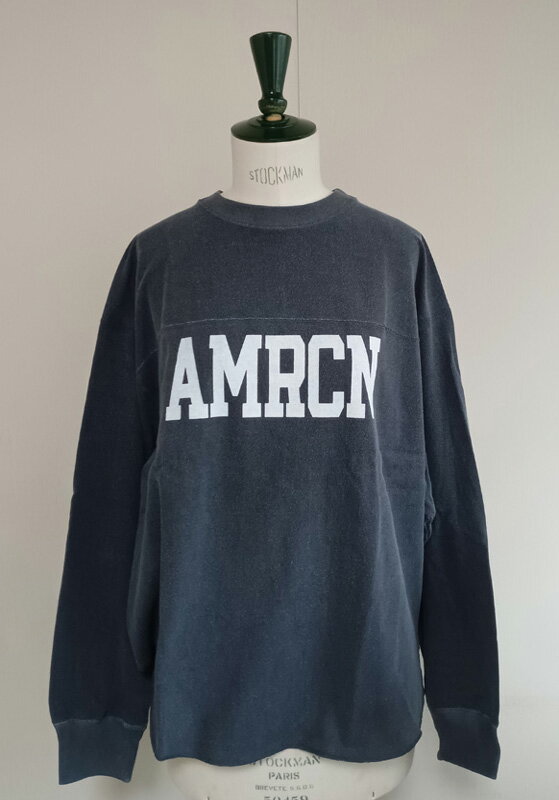 （アメリカーナ）AMRCNクルー（チャコール）送料無料レディース　ノーマル丈　フリーサイズ　裏パイル　ダメージ加工プリント