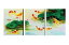 【絵画】【手書き】【壁掛け】【油絵】【自然画】【花】【インテリア】『パネルアート』3パネルSET 新中国風 和風 蓮と鯉 ハスと金魚 緑 P3H037