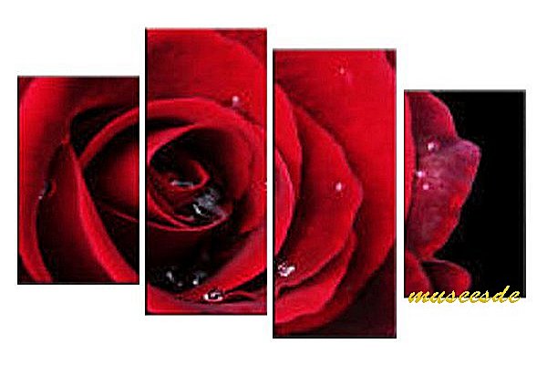 【絵画】【モダン】【手書き】【壁掛け】【油彩画】【自然画】【花】【インテリア】『パネルアート』4パネルSET薔薇 バラ ばら 赤色 P4H020