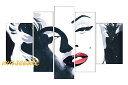 ミュゼ・デユ 手書き 油絵画モダン 壁掛け インテリア アートグラデーション モノトーン ビビット『パネルアート』5パネルSETファション カフェ パブ クラブ抽象 黒白 人物 裸婦 美人 ヌード 女優マリリン・モンロー P5D001