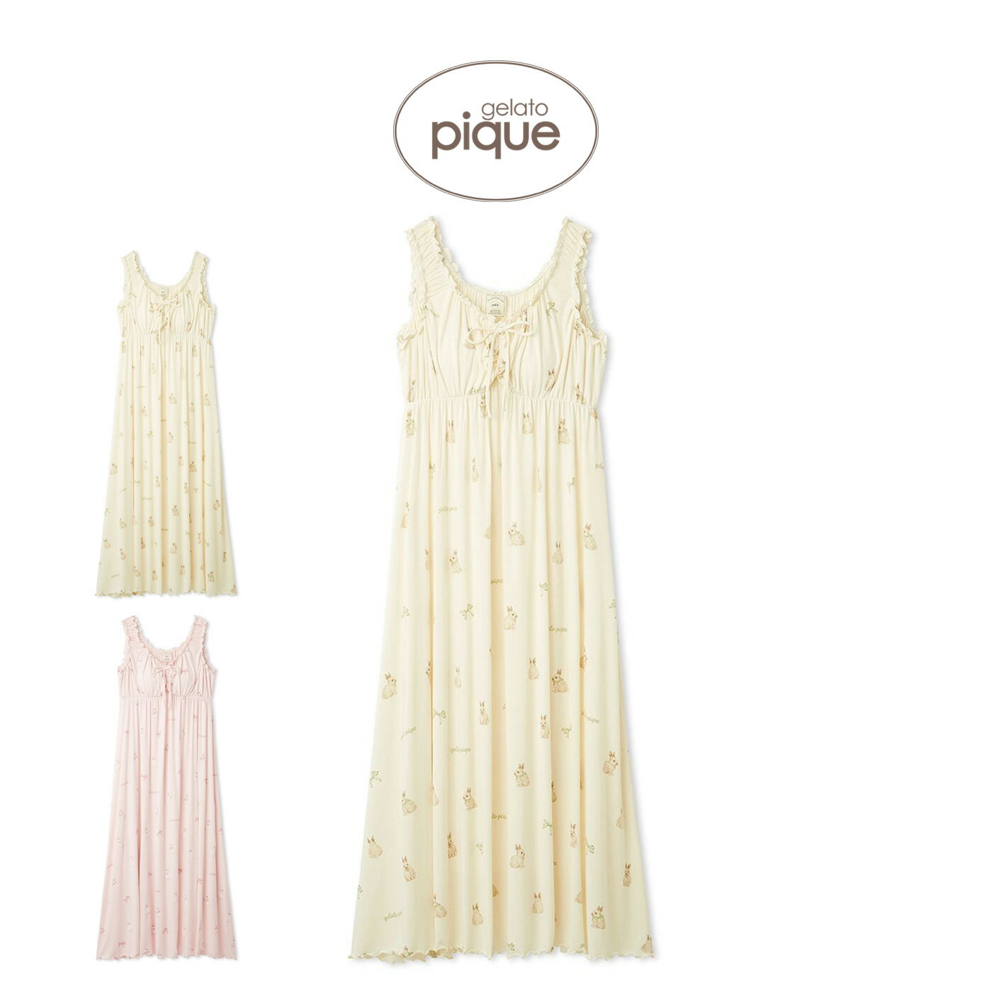 ジェラートピケ gelato pique ラビット柄カップインワンピース pwco261390 ジェラピケ ルームウェア 部屋着 パジャマ ロング丈 レディース 2026春 ギフト プレゼントにおすすめ セレクトショップムー