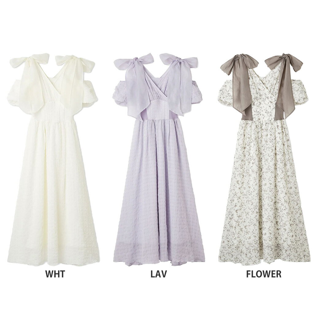 SALE40%OFF スナイデル SNIDEL ショルダーリボンワンピース swfo252064 レディース ドレス ロングワンピース 透け感 Vネック 肩出し 小花柄 セレクトショップムー