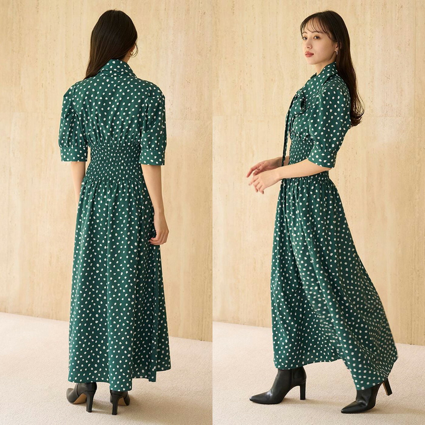 SALE40%OFF スナイデル SNIDEL ドットボウタイシャツワンピース swfo254173 レディース ドレス ロングワンピース 水玉柄 Aライン 半袖 セレクトショップムー