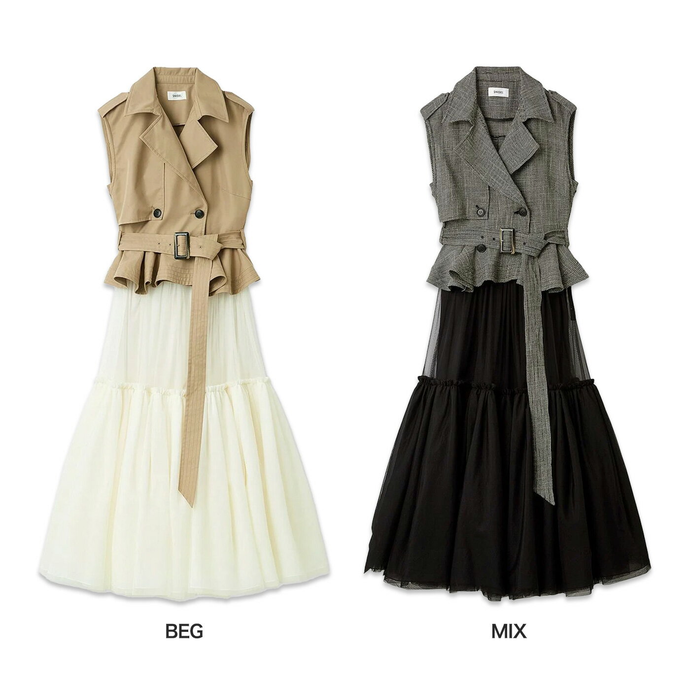 (予約) スナイデル SNIDEL トレンチチュールセットドレス swfo261148 (4月上旬以降入荷) レディース ワンピース セット クラシカル 2026春 セレクトショップムー