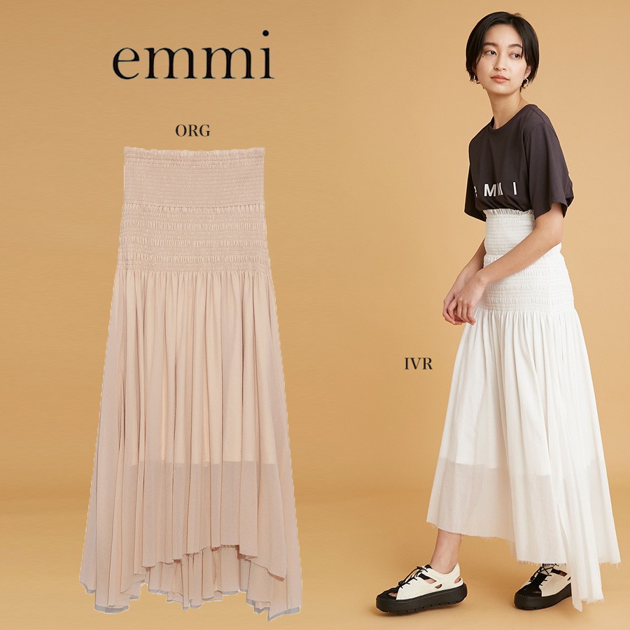 SALE40%OFF emmi yoga エミヨガ Select by aya yoga 2Way シャーリングスカート 14wfs212202 レディース ベアワンピース おうち服 ビーチ リゾートシーン セール