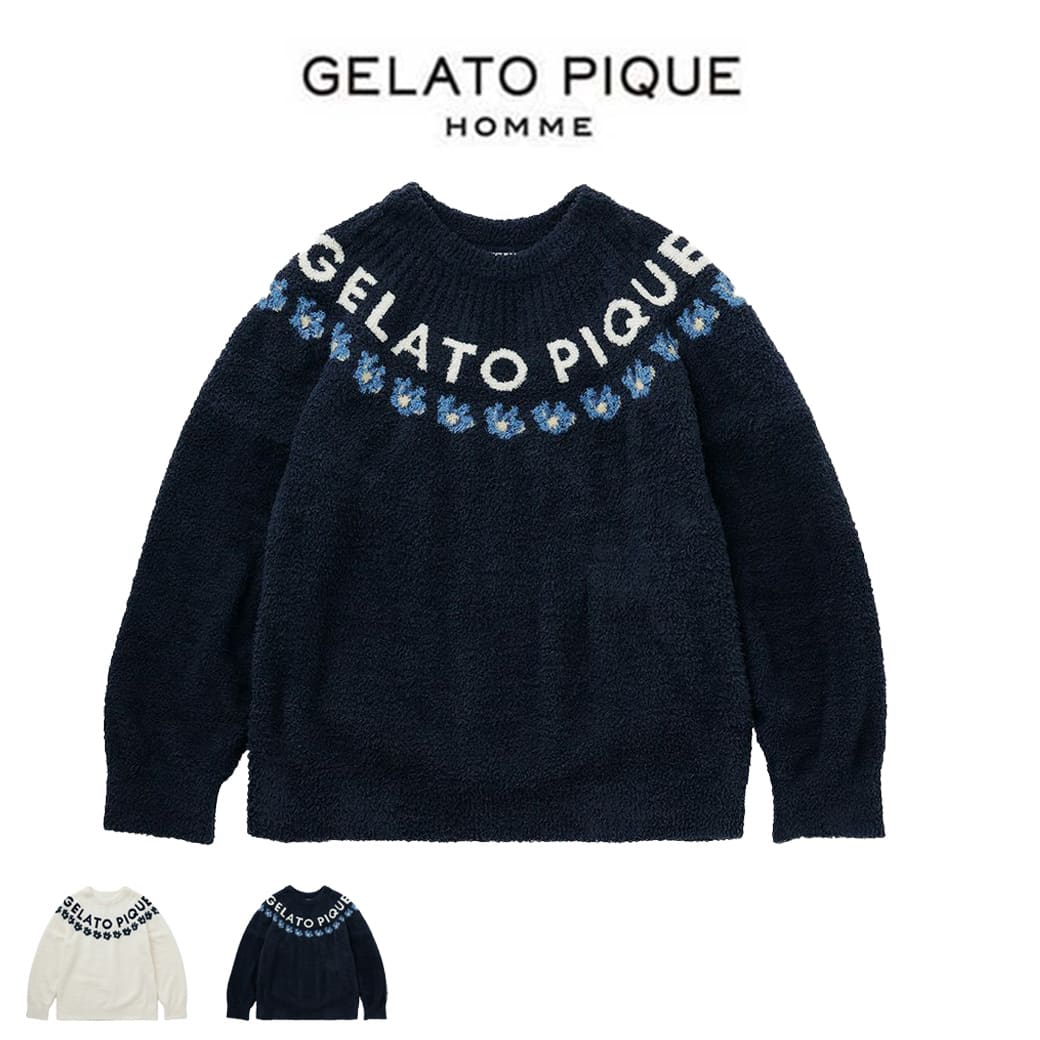 GELATO PIQUE HOMME ジェラートピケ オム ベビモコフラワージャガードプルオーバー phnt241929 メンズ トップス 部屋着 ルームウェア パジャマ ロゴ ふんわり 新生活 ギフト プレゼントにおすすめ 2024春 セレクトショップムー