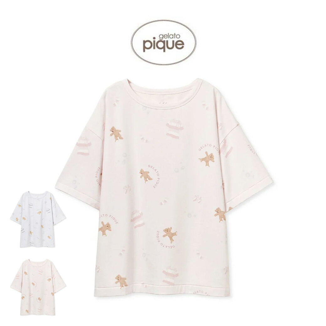 ジェラートピケ gelato pique ウォッシングベア柄Tシャツ pwct251288 ジェラピケ ルームウェア パジャマ 部屋着 レディース 2025春 ギフト プレゼントにおすすめ