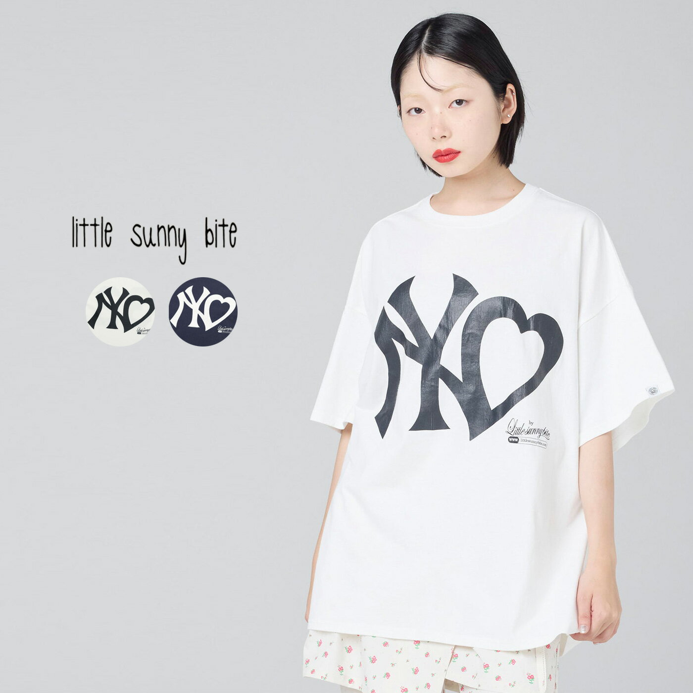 リトルサニーバイト little sunny bite NY logo big tee NYロゴ入りビッグTシャツ lsb-ltop-009d レディース トップス オーバーサイズ レイヤードスタイル 2026夏 セレクトショップムー