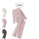 ジェラートピケ gelato pique フェミニンレーヨンロゴロンT&ロングパンツセット pwct254288set pwcp254290 ジェラピケ 上下セ...