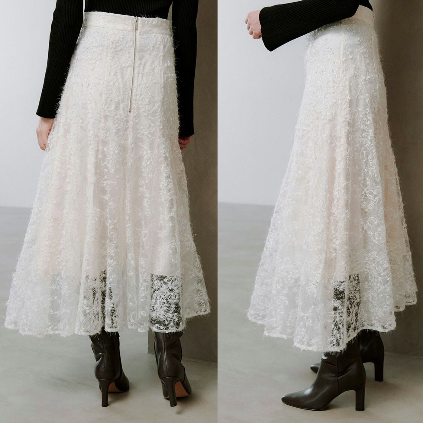 SALE50%OFF スナイデル SNIDEL ファブリックイレヘムフレアスカート swfs254268 ロングスカート シアーレース レディース muselect-10109888 セレクトショップ ムー サンプル画像3