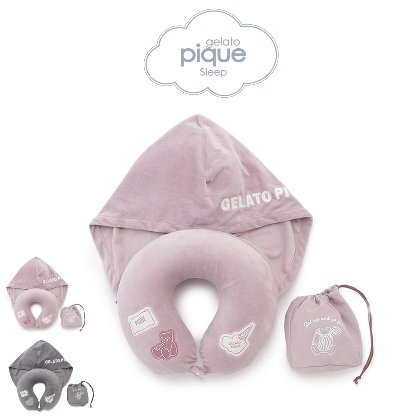 (25日限定ポイント最大10倍)ジェラートピケ gelato pique Sleep トラベルグッズ フード付きネックピロー 巾着付き psgg269056 ジェラピケ 枕 旅行 機内持ち込み 首枕 携帯 まくら 寝具 レディース 2026春 ギフト プレゼントにおすすめ セレクトショップムー【P10】