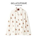 ジェラートピケ オム GELATO PIQUE HOMME Valentine インレイハートベア柄シャツ pmct251298 ジェラピケ バレンタイン メン...