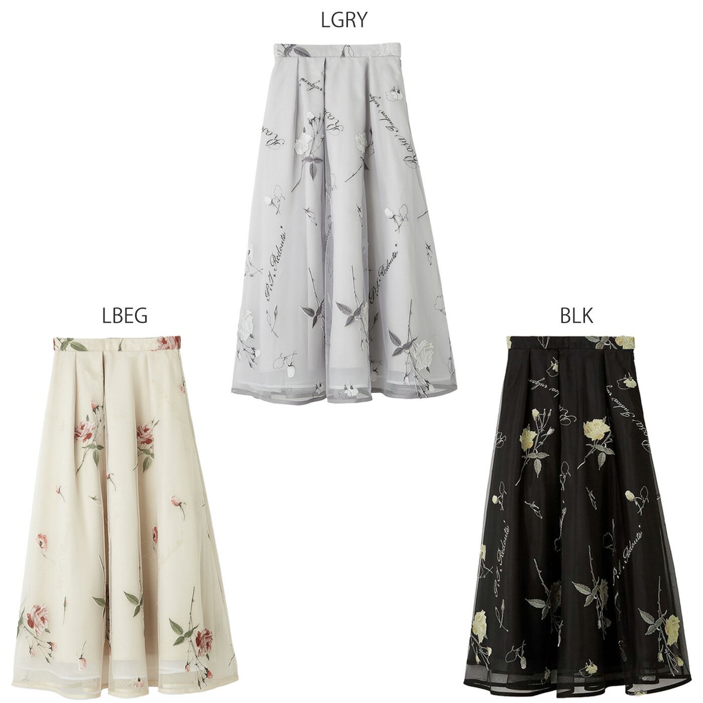 セルフォード CELFORD×P.J. REDOUTEコラボ Rosa刺繍チュールスカート cwfs254061 レディース ロングスカート フレア 透け感 花柄 刺繍 シアー 2025秋【P10】