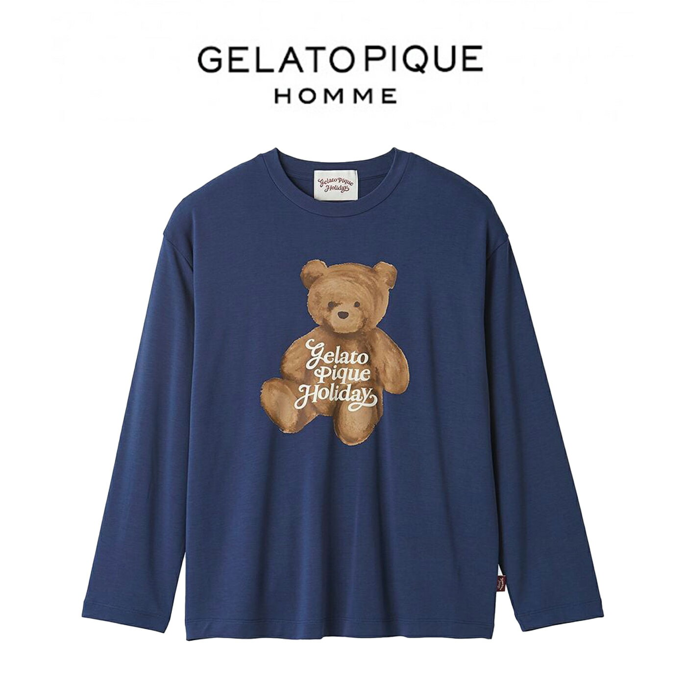 ジェラートピケ オム GELATO PIQUE HOMME HOLIDAY ベアワンポイントロンT pmct255333 ジェラピケ メンズ クリスマス パジャマ ルームウェア 部屋着 2025冬 ギフト プレゼントにおすすめ セレクトショップムー