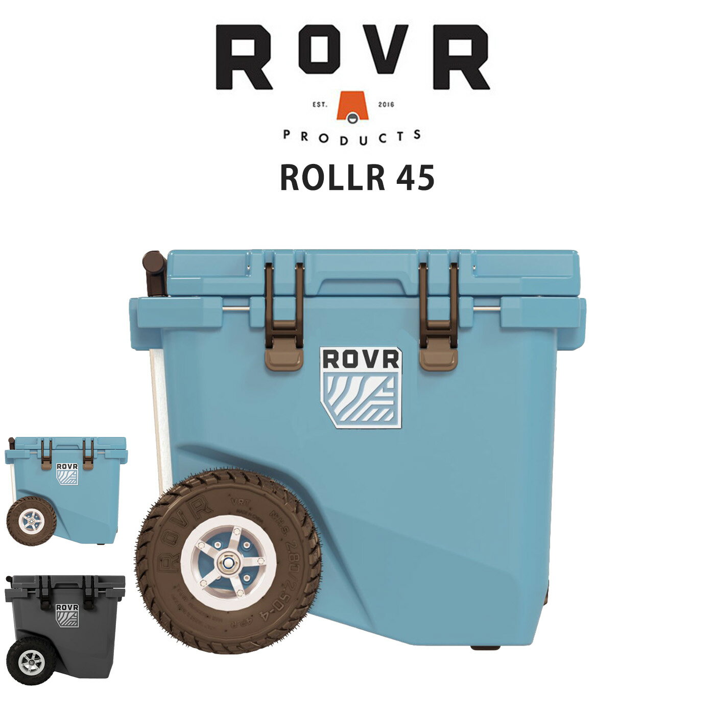 Rakuten - ROVR PRODUCTS (ローバー プロダクツ) ROLLR 45QT マルチクーラーボックス 42.5L 約19kg 最大8日間氷保 キャリーワゴン オフロード仕様タイヤ付き