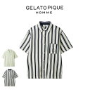 SALE40%OFF ジェラートピケ オム GELATO PIQUE HOMME ストライプパイルシャツ pmct242906 メンズ トップス 部屋着 コット...