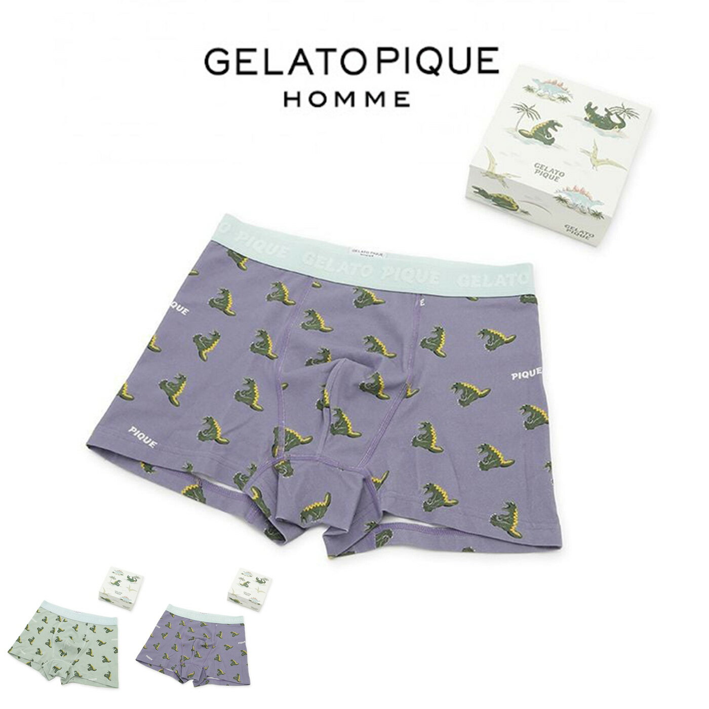 Rakuten - (5日限定ポイント最大10倍)ジェラートピケ オム GELATO PIQUE HOMME スリーピングダイナソー柄ボクサーパンツ BOX付き pmcp262923 ジェラピケ メンズ ボクサーパンツ 下着 2026夏 ギフト プレゼント 返品交換不可商品 セレクトショップムー【P10】