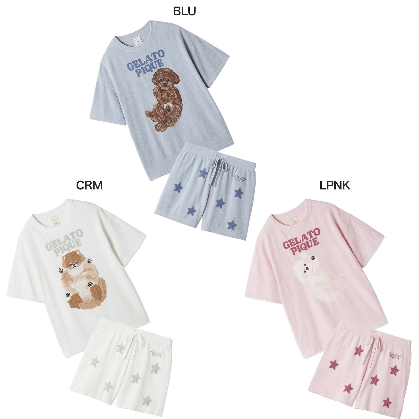 ジェラートピケ gelato pique ドッグジャガードプルオーバー&スタージャガードショートパンツ pwnt261088set pwnp261089 ジェラピケ 犬柄 パジャマ ルームウェア 部屋着 上下セット レディース 2026春 ギフト プレゼント セレクトショップムー 2