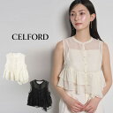 セルフォード CELFORD ラッフルペプラムシアーブラウス cwfb254033 レディース 透け感 トップス ノースリーブ チュニック アシンメトリー 2025秋 セレクトショップムー