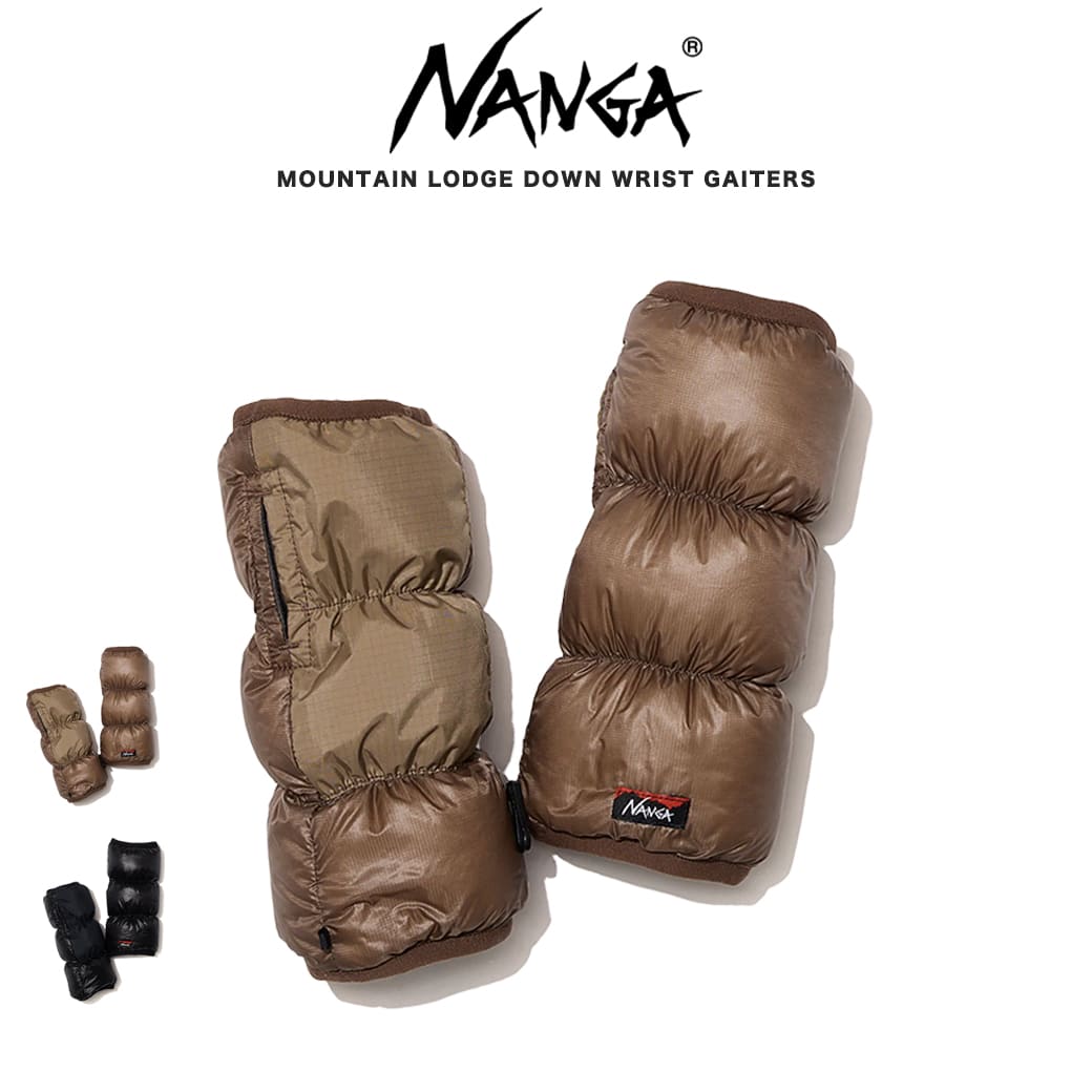 NANGA ナンガ MOUNTAIN LODGE DOWN WRIST GAITERS マウンテンロッジダウンリストゲイター メンズ レディース アームウォーマー アームカバー 手袋 防寒具 アウトドアシーン 冬キャンプ 軽量 ギフト セレクトショップムー