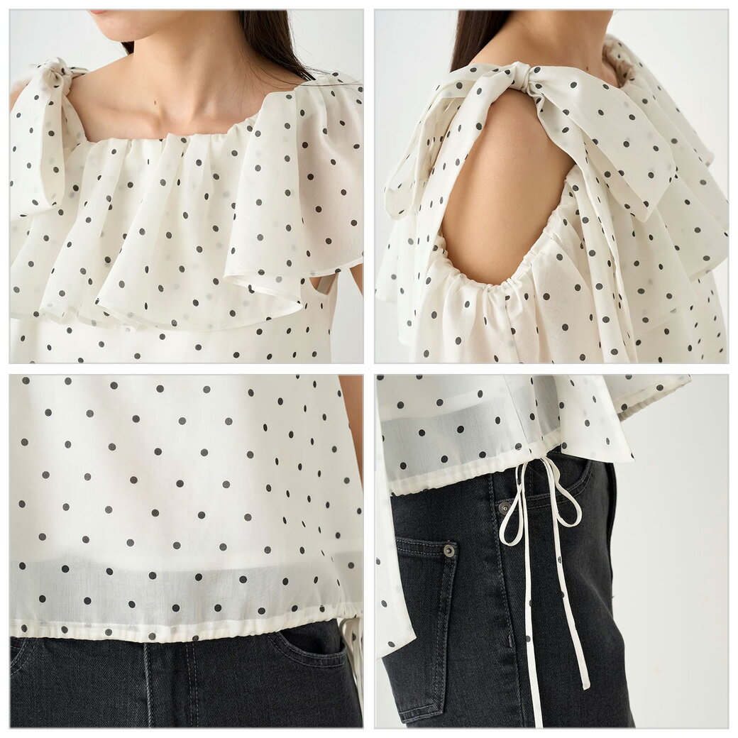 SALE40%OFF SNIDEL スナイデル ワンショルリボンブラウス swfb244146 レディース トップス アシンメトリー 透け感 フリル フェミニン デート セレクトショップムー