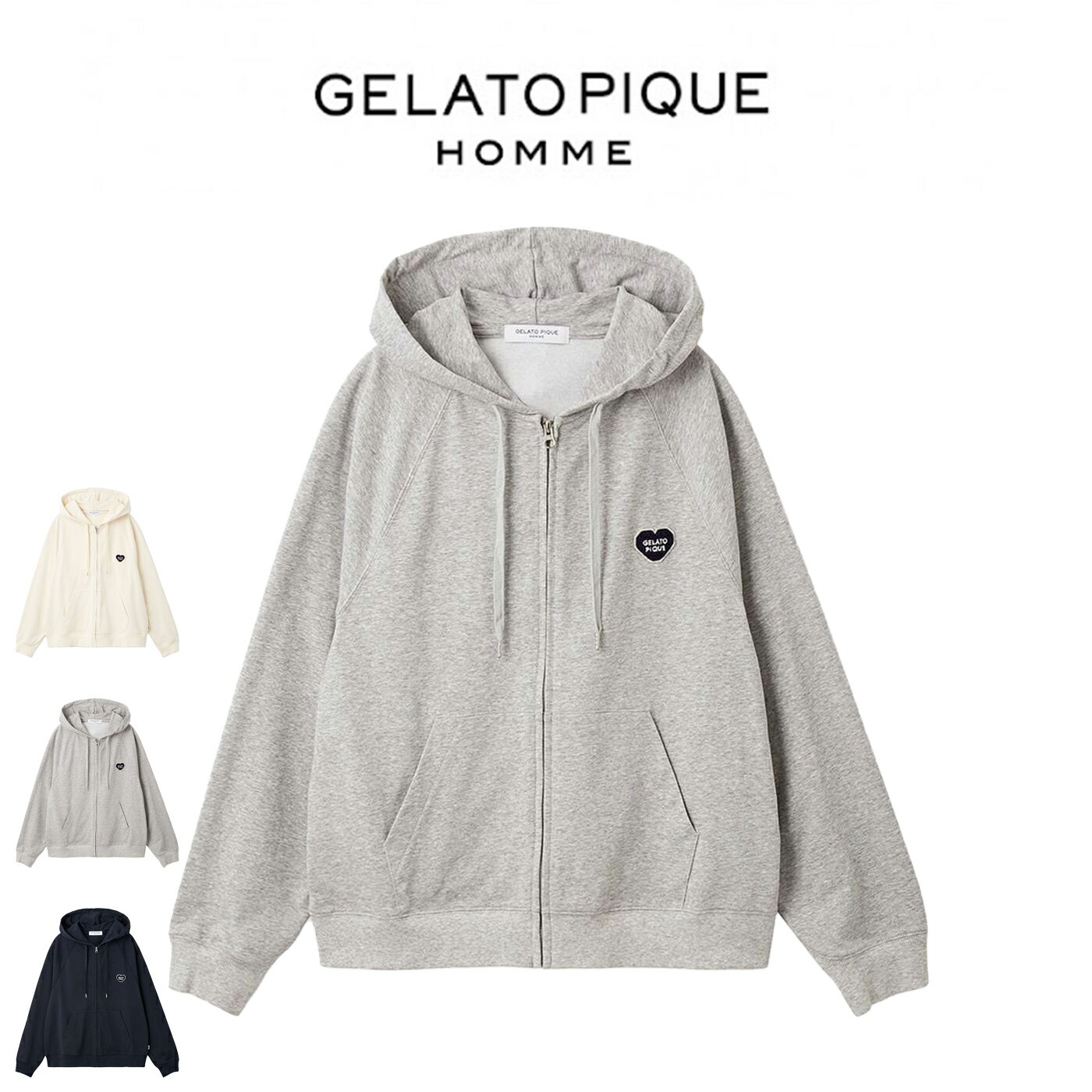 ジェラートピケ オム GELATO PIQUE HOMME 裏毛ハートロゴ刺繍パーカー phct261929 ジェラピケ メンズ パジャマ ルームウェア 部屋着 2026春 ギフト プレゼントにおすすめ セレクトショップムー