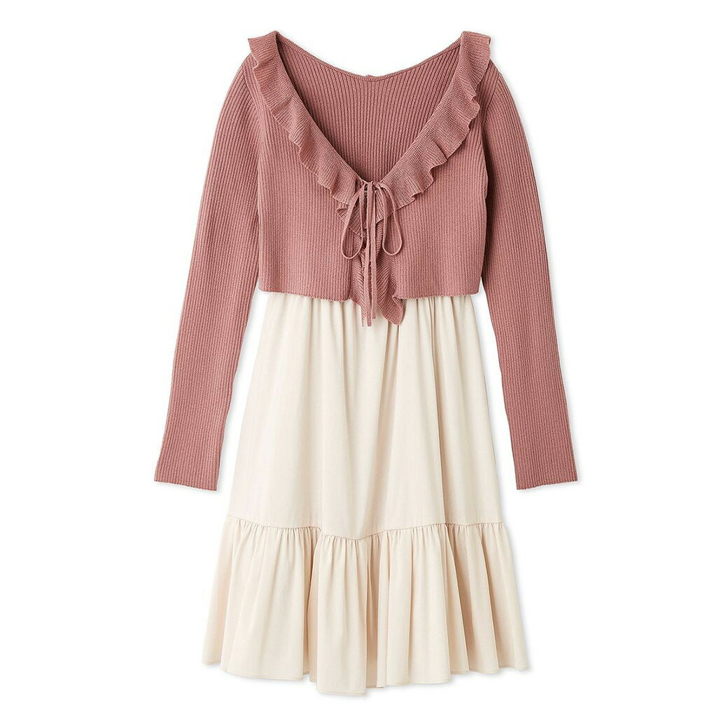 膝上ドレス　七分袖　シースルーフリル　キャサリンマランドリーノ 膝上ドレス七分袖シースルーフリルキャサリンマランドリーノ