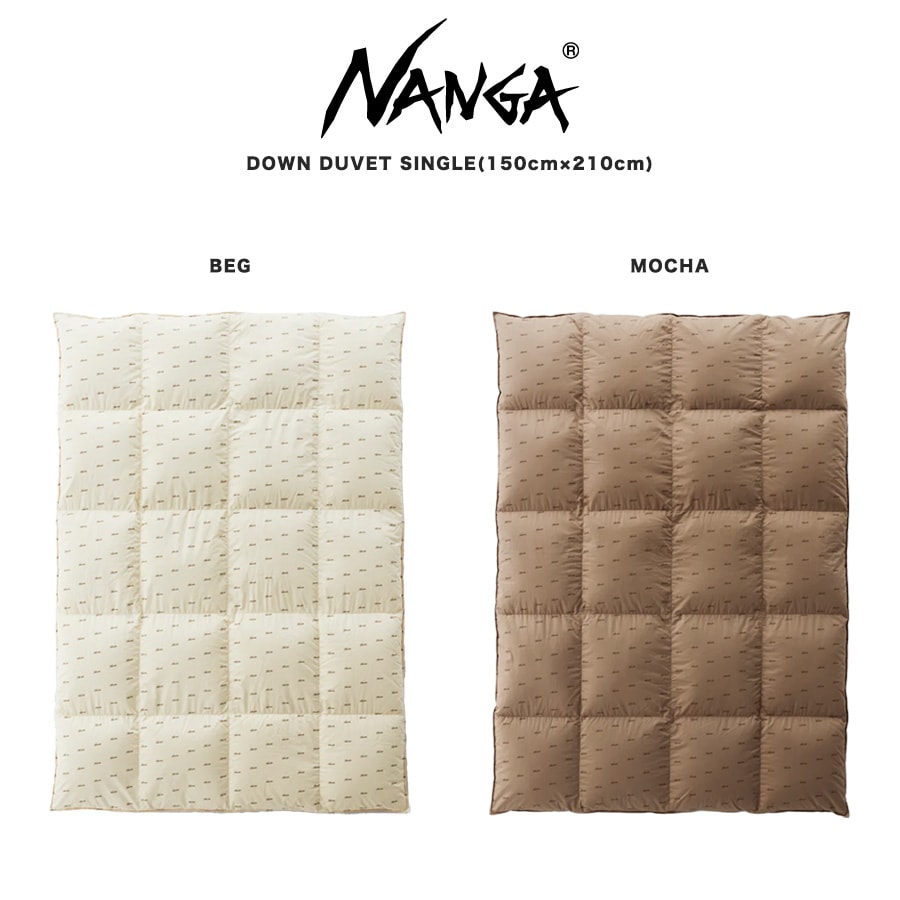 NANGA ナンガ DOWN DUVET SINGLE(RECYCLED DOWN) ダウン掛け布団シングルサイズ 150cm×210cm ダウン量 1,200g 立体キルト リサイクルダウン お家でアウトドア気分