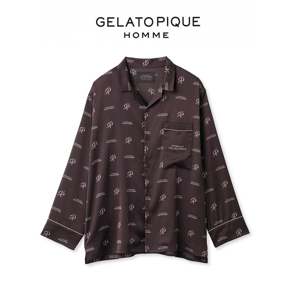 GELATO PIQUE HOMME ジェラートピケ オム Bitter サテンシャツ pmft241294 24春夏 ジェラピケ メンズ ブラウン M/Lサイズ パジャマ ルームウェアー トップス 部屋着 ギフト プレゼント セレクトショップムー【S10】