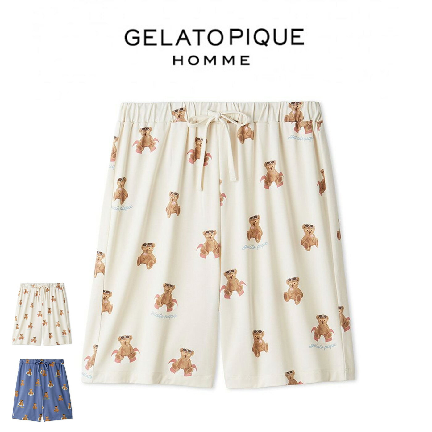 ジェラートピケ オム GELATO PIQUE HOMME 接触冷感 サマーベア柄ハーフパンツ pmcp262252 ジェラピケ メンズ パジャマ ルームウェア 部屋着 2026夏 ギフト プレゼントにおすすめ セレクトショップムー【P10】