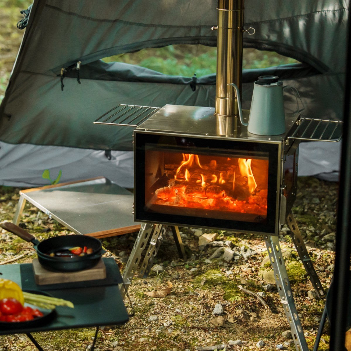 Mt.SUMI(マウントスミ) Woodstove AURA FG SUS アウトドア薪ストーブ オーラ FG ステンレス 3面ガラス SG25FWAR-FG-SUS 薪ストーブキャンプ 二次燃焼構造 薪ストーブ料理 焚き火 グランピング ピザオーブン