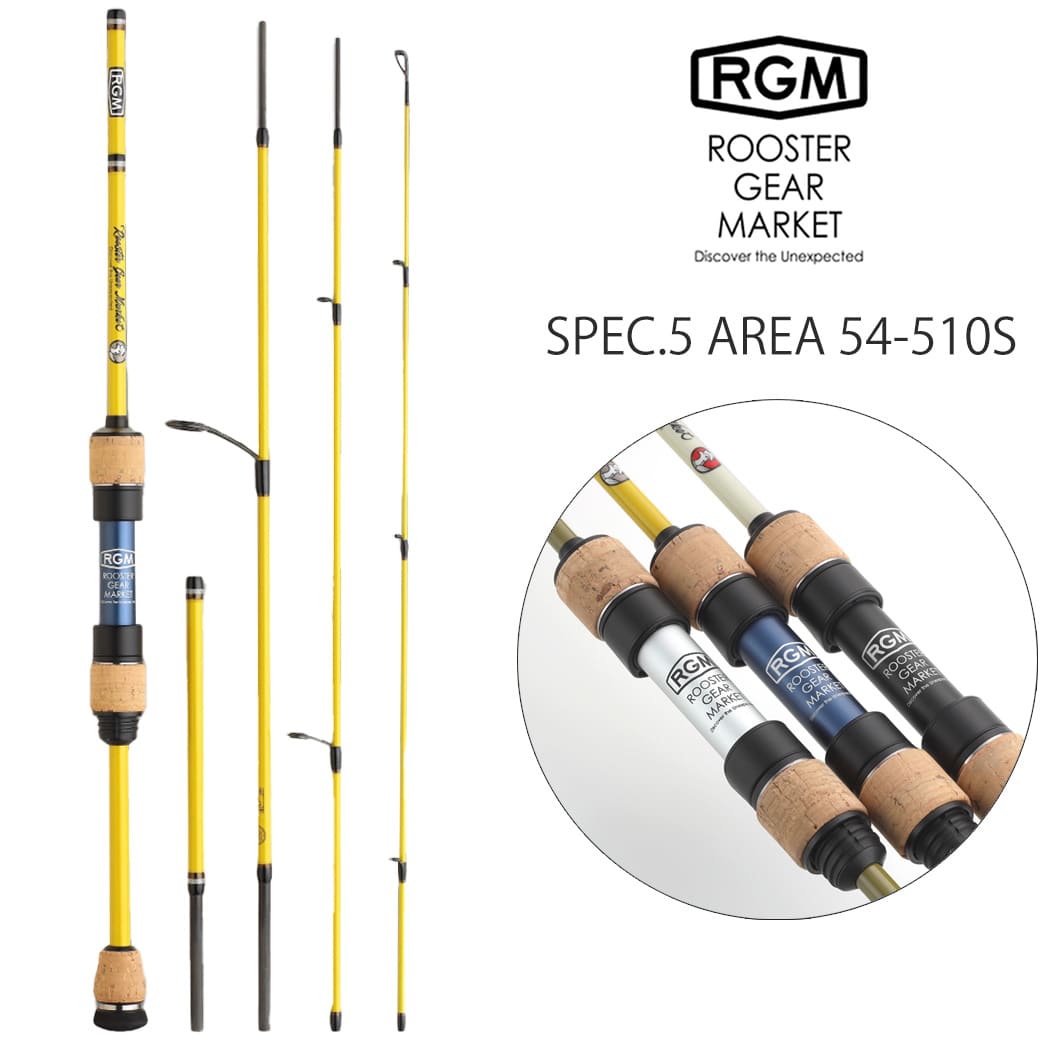 楽天セレクトショップ　ムーRGM（ルースター ギア マーケット） RGM spec.5 AREA 54-510S スピニングモデル Line （~8lb.） Lure （~5.5g） 渓流 エリアトラウト 管理釣り場 釣りキャンプ コンパクトロッド ROOSTER GEAR MARKET