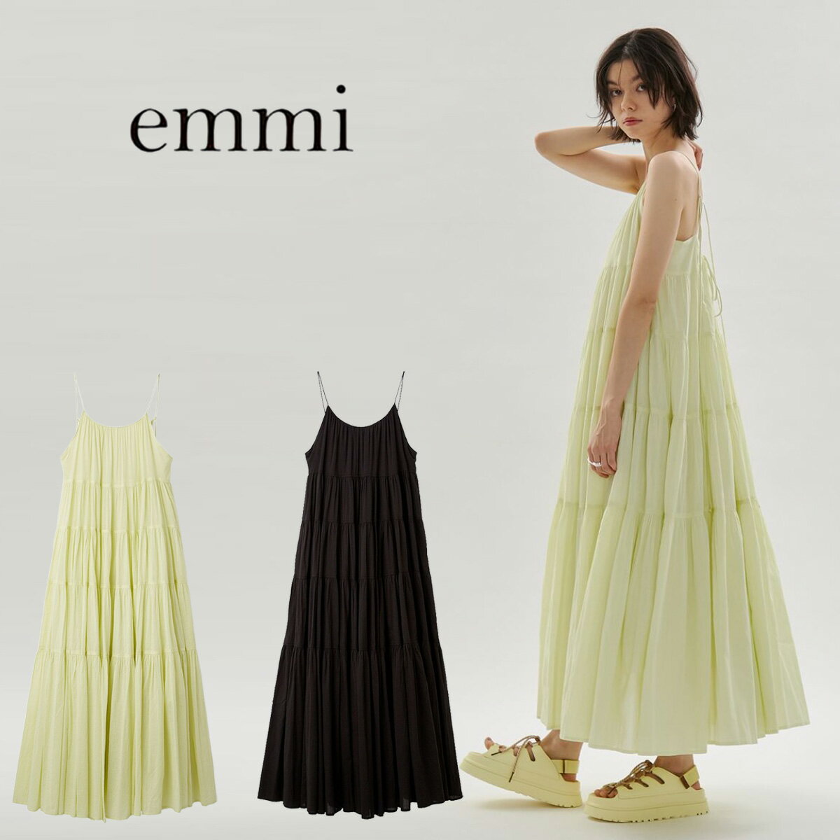 Rakuten - エミ ウェア emmi WEAR コットンボリュームティアードワンピース 13wfo262001 レディース ロングワンピース キャミワンピ デイリー リゾート 旅行 2026夏 セレクトショップムーの新宮涼介