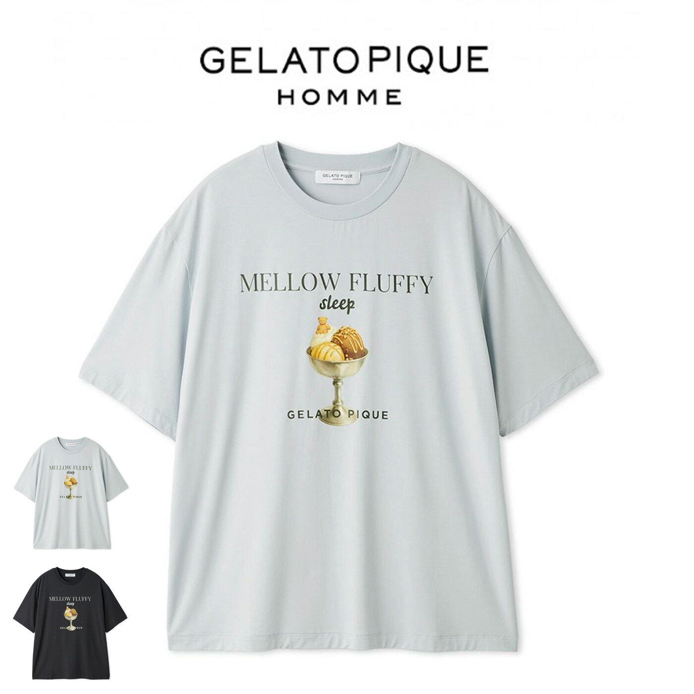 ジェラートピケ オム GELATO PIQUE HOMME 接触冷感 COOLレーヨンデザートロゴTシャツ pmct262304 ジェラピケ メンズ パジャマ ルームウェア 部屋着 ひんやり 2026夏 ギフト プレゼントにおすすめ