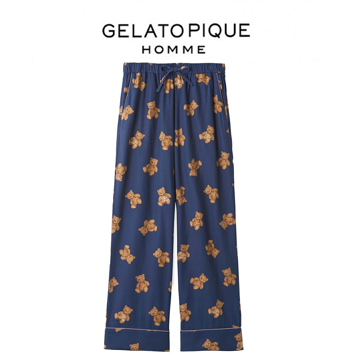 ジェラートピケ オム GELATO PIQUE HOMME HOLIDAY ベア柄ネルロングパンツ pmfp255338 メンズ ルームウェア 部屋着 パジャマ クリスマス 2025冬 ギフト プレゼントにおすすめ セレクトショップムー