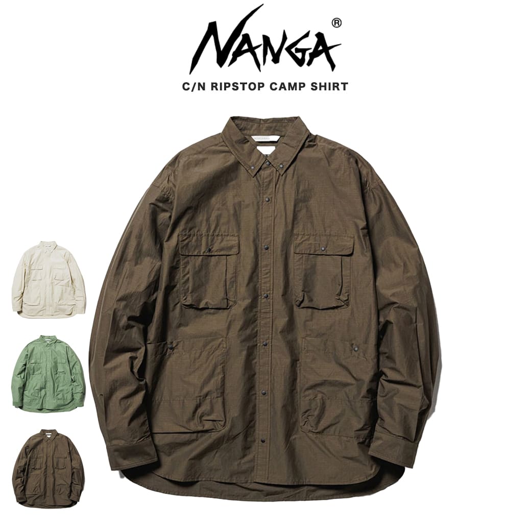 NANGA ナンガ C/N RIPSTOP CAMP SHIRT コットンナイロンリップストップキャンプシャツ メンズ カバーオール 軽アウター アウターシャツ アウトドアコーデ 父の日 セレクトショップムー【P10】