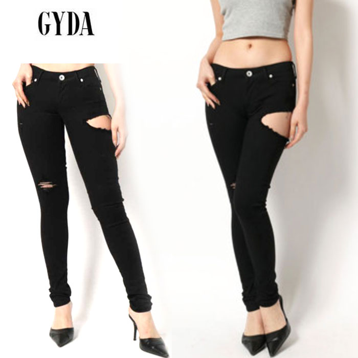 SALE40%OFF GYDA ジェイダ SIDE RIPPEDカラースキニーパンツ ストレッチ性抜群 セレクトショップムー